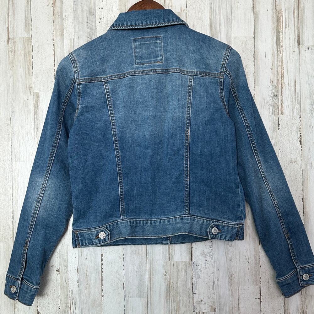 Mudd Distressed Cropped Denim Jean Jacket Medium Streetwear Grunge Preppy EUC - Picture 2 of 9